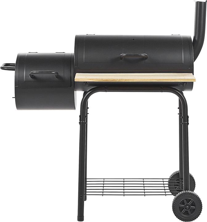 Beliani Holzkohlegrill mit Räucherkammer schwarz rollbar SATAH (31 cm)