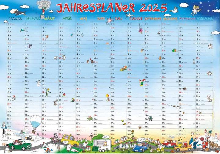 Produktbild Alpha Edition Jahresplaner Happy XL 2025 Plakatkalender, 100x70 cm, Kalender mit Jahresübersicht (100 x 70 cm, Deutsch)