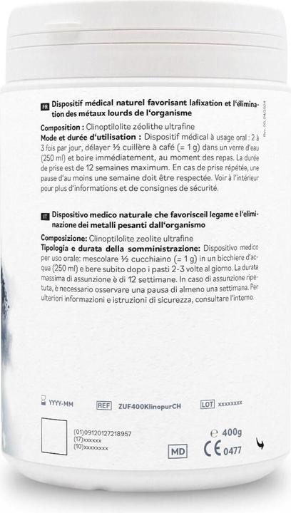 Valori nutrizionali e ingredienti Zeolith MED Klinopur (1 Pezzo/i, 400 g)