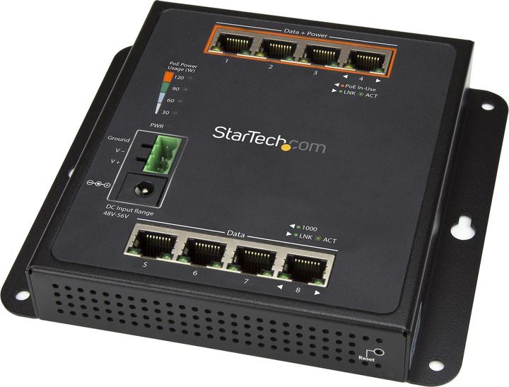 Actual product image StarTech 8 Port POE Managed Ethernet Switch - 30W per PoE+ Port - Industrial Managed Wall Mount... (8 Ports)