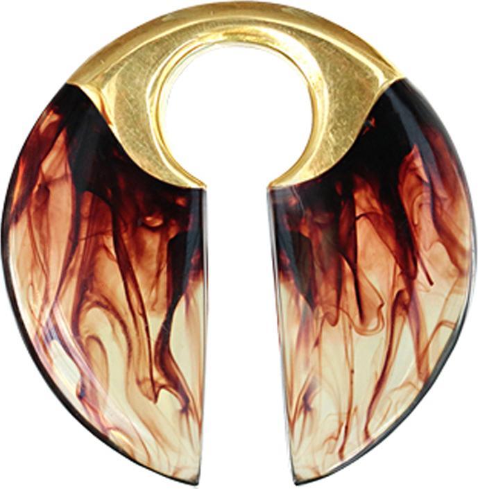 Produktbild Star Piercing Ohrgewicht Schlüsselloch vergoldet Lava Epoxy rot (Organisch, Messing)