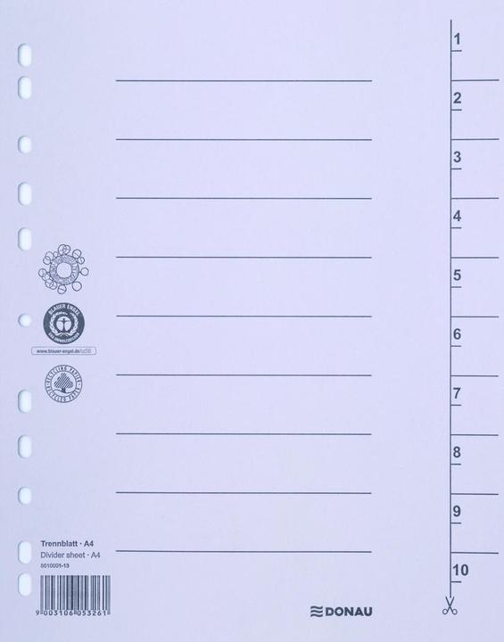 Image du produit Donau Intercalaires, carton, a4, 235x300mm, 1-10, 10 feuilles, orange