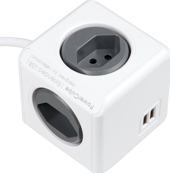 Actual product image Allocacoc PowerCube S+ (6 x, Type 13, USB-A, 3 m)