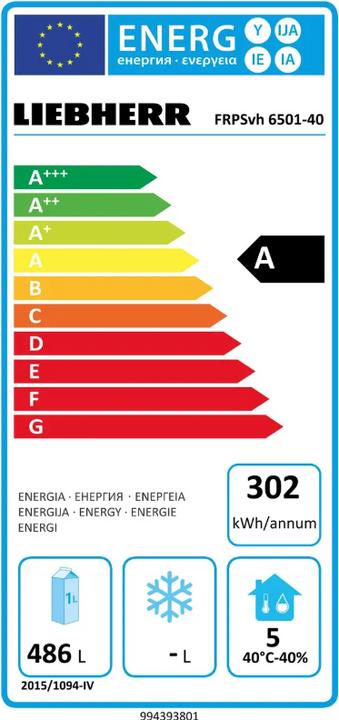 Energy Label Liebherr Commercial refrigeration unit (597 l)
