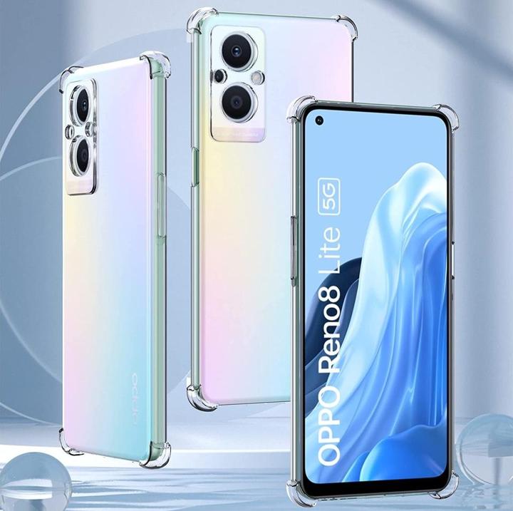 Productafbeelding Screenguard Oppo Reno8 Lite 5G Hoesje Kristal Zachte Airbag Bumper (Oppo Reno 8 Lite)