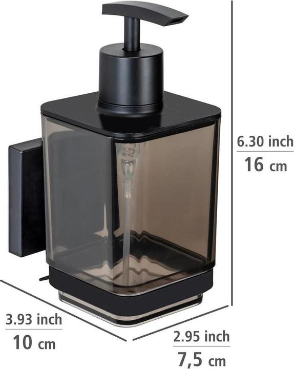 Productafbeelding Wenko Vacuum-Loc® zeepdispenser Mod. Quadro Zwart Bevestiging zonder boren
