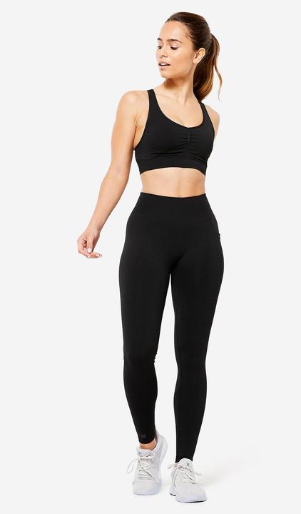 Image du produit Decathlon Soutien-gorge de sport femme maintien léger bretelles croisées - noir (S)