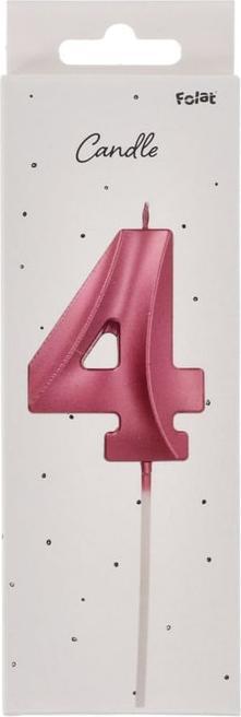 Produktbild Folat Kerze Glamour Ziffer / Zahl 4 Pink Metallic