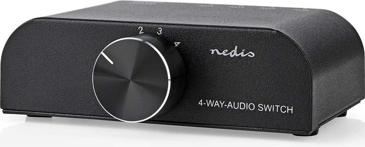 Image du produit Nedis Commutateur audio analogique | 4 port(s) | Connexions - Entrée : 1x entrée audio 3,5 mm / 3x (2 (Analogique -> Numérique)