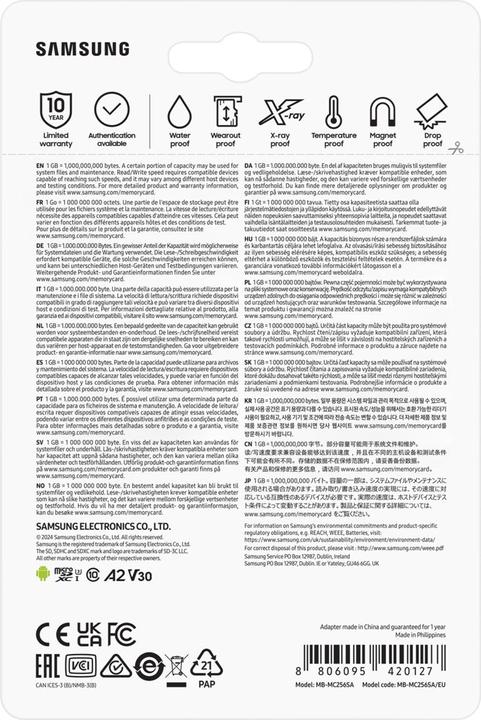 Image du produit Samsung EVO Plus (256 Go, microSDXC, U3, UHS-I)