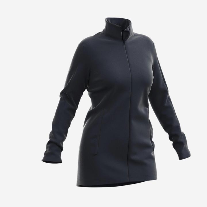 Quechua Women's long hiking fleece, MH500 full-length zip black
