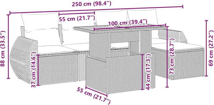 Produktbild VidaXL Gartenmöbel Sofa Garnitur Gartengarnitur Garten Sitzgruppe 6-tlg. Beige