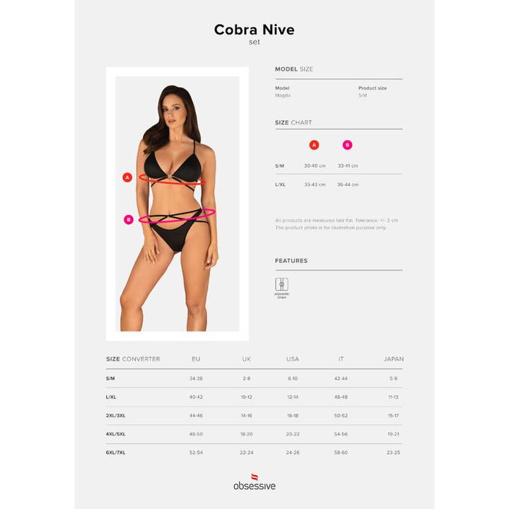 Actual product image Obsessive Cobra Nive Lingerie Set - Black (S/M)