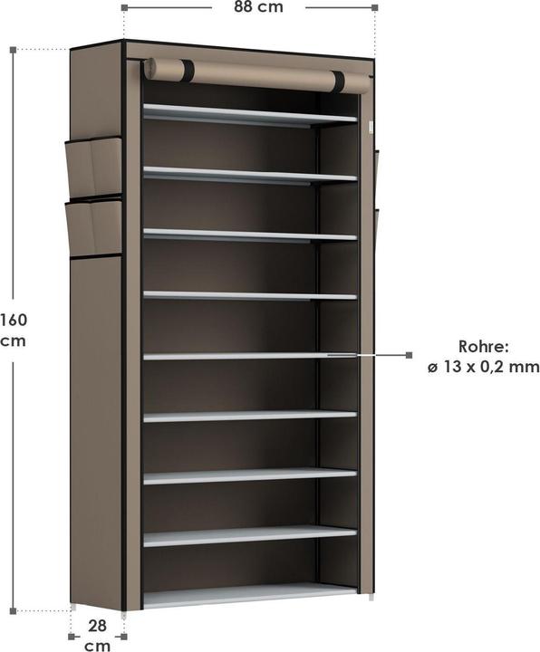 Actual product image Juskys Shoe cabinet (88 x 160 x 28 cm)