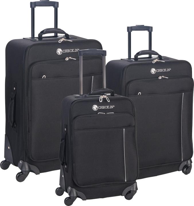 Actual product image Check.In Madrid - 3-piece Trolley Set Black (169 l, Hand luggage (up to 50 litres), L (90 - 115l))