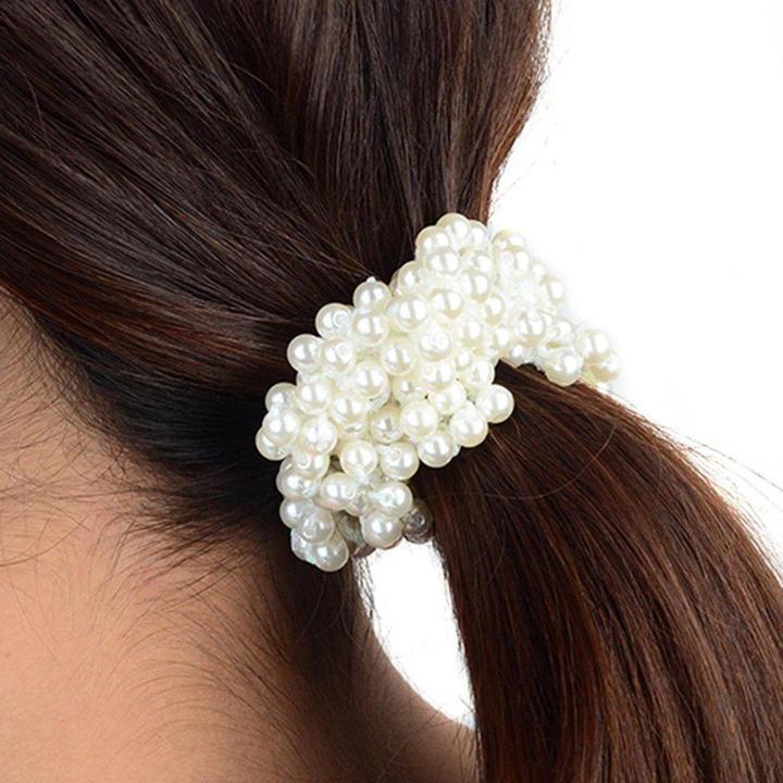 Immagine prodotto JTI Fascetta per capelli con perle - bianca (Elastico per capelli)