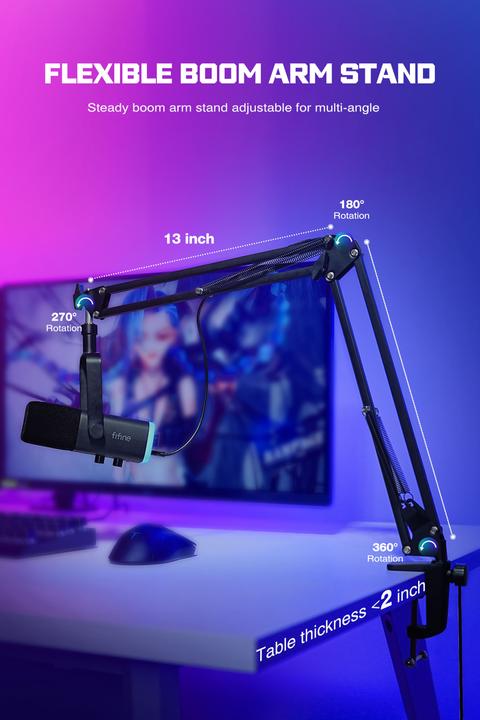 Actual product image Fifine AM8T Kondenser Mikrofon 3.5mm inkl. Mikrofonarm