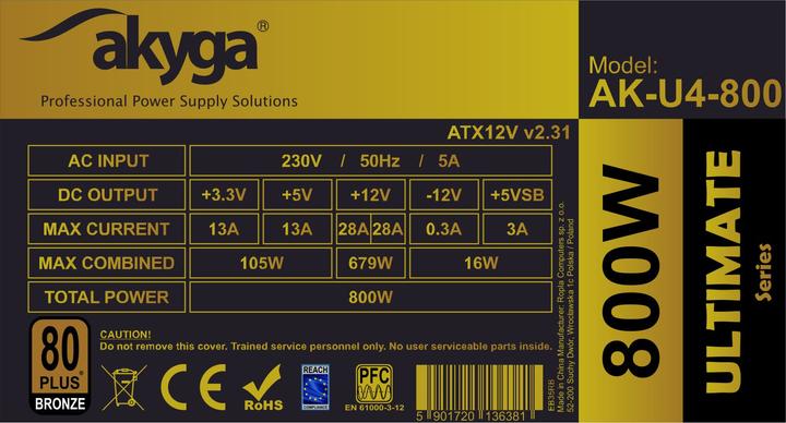 Actual product image Akyga Zasilacz ATX 800W AK-U4-800 P4+4 (800 W)