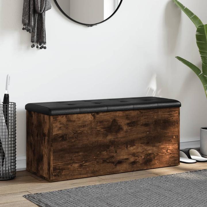 Actual product image VidaXL Bench with storage space smoked oak 102x42x45 cm (102 cm)