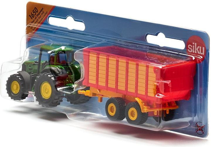 Actual product image Siku John Deere with silage trailer