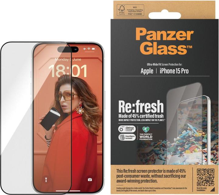 Immagine prodotto PanzerGlass Re:fresh (1 Pezzo/i, Apple iPhone 15 Pro)