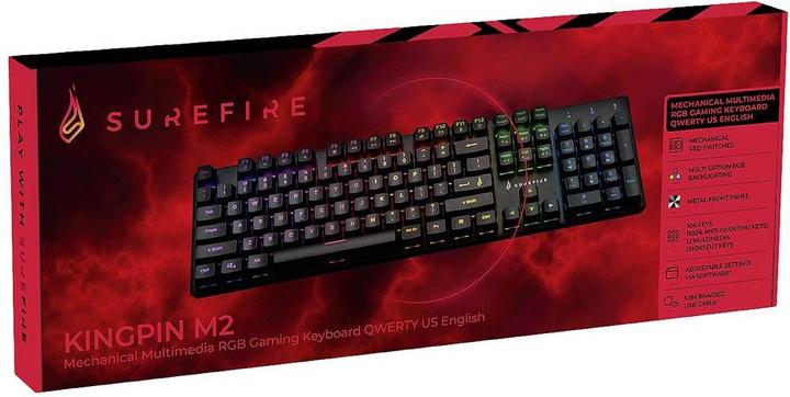 Produktbild SureFire Gaming KingPin M2 Kabelgebunden, USB Gaming-Tastatur Beleuchtet, Multimediatasten US-Engli (US, Kabelgebunden)
