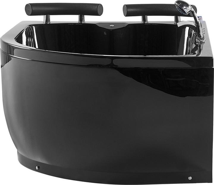 Image du produit Beliani Baignoire à hydromassage noire modèle d'angle avec LED à droite 160 cm x 113 cm PARADISO (427 l, 160 cm, 113 cm)