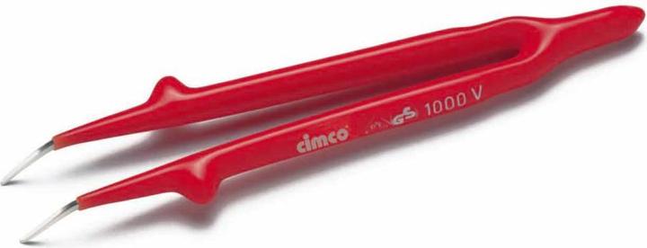 Cimco Pinzette mit 1000V Schutzisolation, gebogene, flach-runde Form, Länge 145 mm