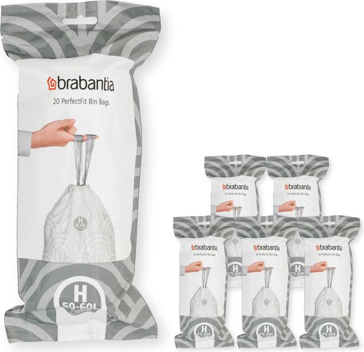 Produktbild Brabantia PerfectFit Vuilniszakken - 50/60 l - Code H - 6 rollen x 20 stuks (120 x, 60 l)