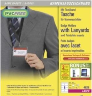 Produktbild Avery Zweckform Namensschild-Tasche, 90 x 60 mm, mit Lanyard transparent, aus PVC-freiem Material, mit 3-f