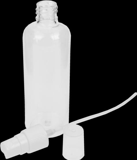 Produktbild Sprühflasche, leer, Kunststoff weisser Sprühkopf für 100 ml Höhe 15 cm, Ø 3,8 cm (0.10 l)