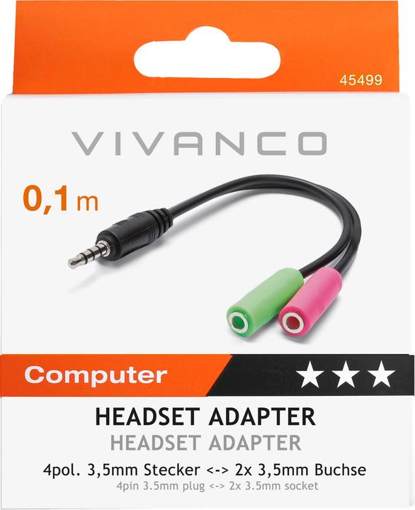 Produktbild Vivanco 45499 audio cable. Black (0.10 m)