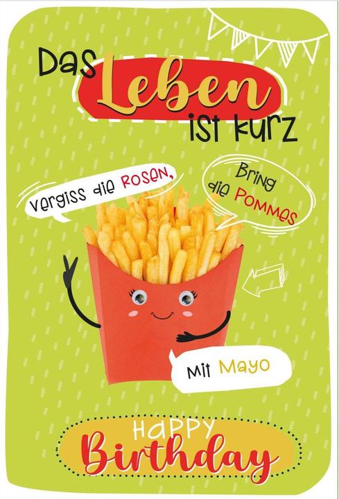 Actual product image Susy Card Birthday Card Fries with Wiggle Eyes 11.5 x 17 cm (1 pcs.)