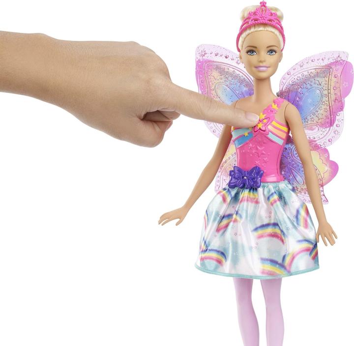 Image du produit Barbie Dreamtopia Royaume Arc-en-ciel Poupée magique fée des ailes (blonde)