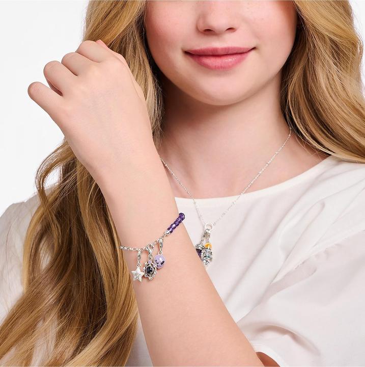 Immagine prodotto Thomas Sabo Bracciale Charm Member con maglie e imitazione di ametista in argento (19 cm, Smalto, Argento 925)