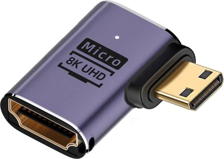 Actual product image PowerGuard Mini HDMI to HDMI 2.1 90 Degree Angle Right Adapter (Mini HDMI)