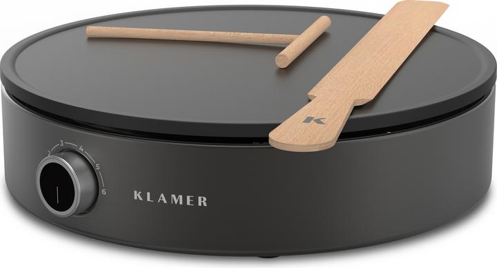 Immagine prodotto KLAMER Crepiera, ampia superficie di cottura con piastra antiaderente da 33 cm di diametro, 1500W