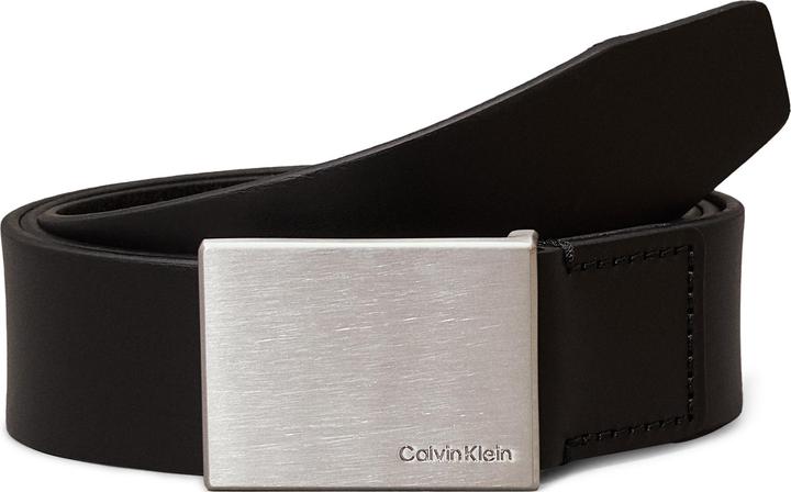Calvin Klein Herren Gürtel Formal Plaque Belt 3.5 cm aus Leder, Schwarz (Black), 95 cm (95)