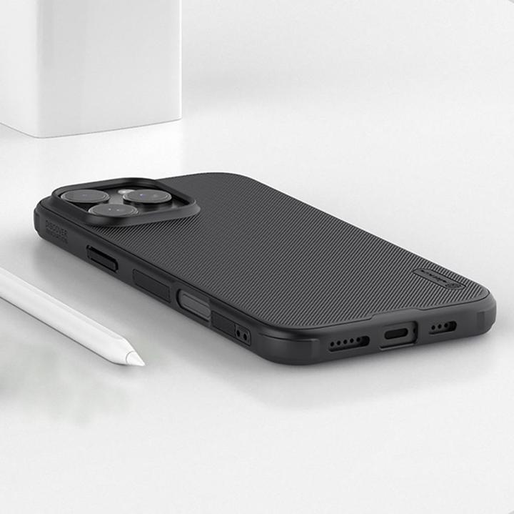 Actual product image Nillkin Super Frosted Shield Pro case for iPhone 16 Pro 6,3" black (Apple iPhone 16 Pro)