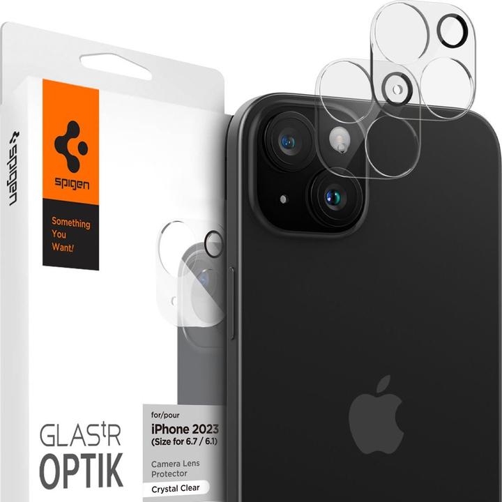 Actual product image Spigen Glass.tR Optics (2 Piece, Apple iPhone 15)