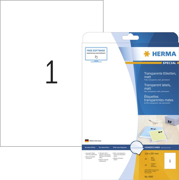 Produktbild HERMA Transparente Etiketten A4