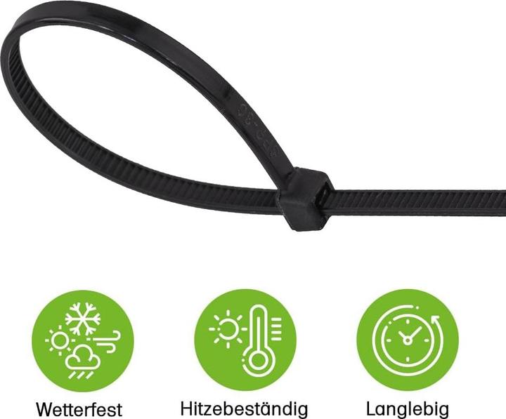 Immagine prodotto Offgridtec Kabelbinder 1000 Stk. Schwarz Nylon UV-Beständig Verschiedene Längen 100mm 150mm 200mm 250mm 300mm (Fascette in plastica, 300 mm, 1000 pz.)