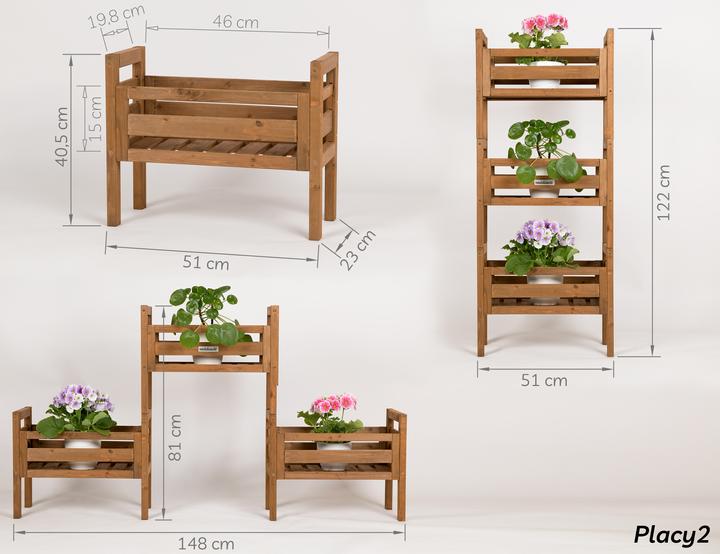 Actual product image Needs&Wants Multi-Pflanzenständer "Placy2" mit 3 Kästen, Fichte (braun)