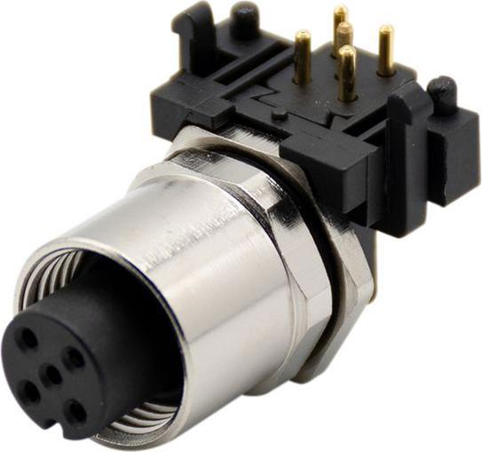 RND Electronics M12 PCB Circular Connector, Rechts abgewinkelt, Steckbuchse, 5 Pole, A-kodiert, Gelötet