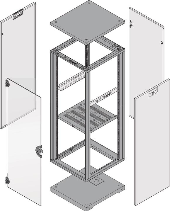 Produktbild Schroff Gestell (Novastar),Universal, Heavy-Duty RAL7021, 12HE x 553mm x 800mm (12.44 HE, 19 Zoll Rack)