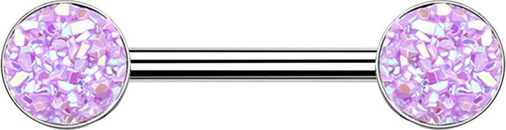 Produktbild Star Piercing Barbell silber mit Druse Stein hellviolett (Chirurgenstahl 316L, ohne Messing)