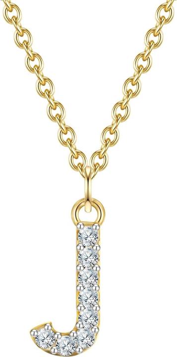 Glanzstücke München Damen Buchstabe J Sterling Silber Zirkonia Gelbgold 45,0 cm Basiskette + 5,0 cm Verlängerung - 32060 (Sterling Silber, 40 - 45 cm)