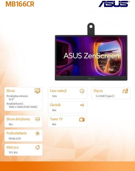 Produktbild ASUS ZenScreen MB166CR (1920 x 1080 Pixel, 15.60")