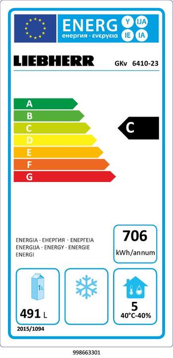 Label énergétique Liebherr GKv 6410 (491 l)
