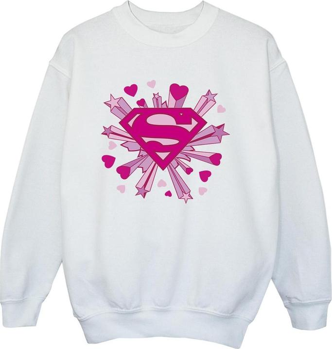 Superman Pink Hearts And Stars Logo Sweatshirt Jungen